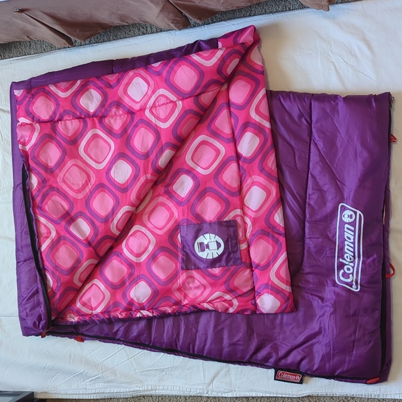 Coleman Kids 45°F Sleeping Bag - Plum/Pink - Picture 1 of 12